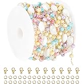 UMAOKANG 3 Meters Colorful Bead Chain for Jewelry Making Gold Plated Stainless Steel Jewelry Making Chain for Women Necklace Bracelet DIY