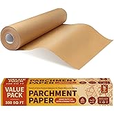 Katbite Unbleached Parchment Paper Roll, 15in x 242ft, 300 Sq.Ft, Non-Stick with Serrated Cutter for Baking, Cooking, Air Fry