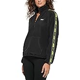 DKNY womens Sleeve Logo Tape Pullover Hoodie Sweatshirt