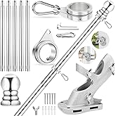 REERON Flag Pole for House, 6 FT Stainless Steel Spinning Flag Pole Kit, 1" Rustproof Porch Flagpole with 360° Tangle Free Metal Flagpole Rings & 2-Position Bracket for Outdoor Sport for 3x5 Flags