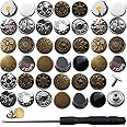 RONYOUNG 100PCS Jeans Buttons Pins with Screwdriver, Jean Buttons for Loose Jeans, Removable Instant Metal Buttons, No-Sew Replacement Buttons for Jeans Pants Denim Clothing, Tighten or Extend Waist