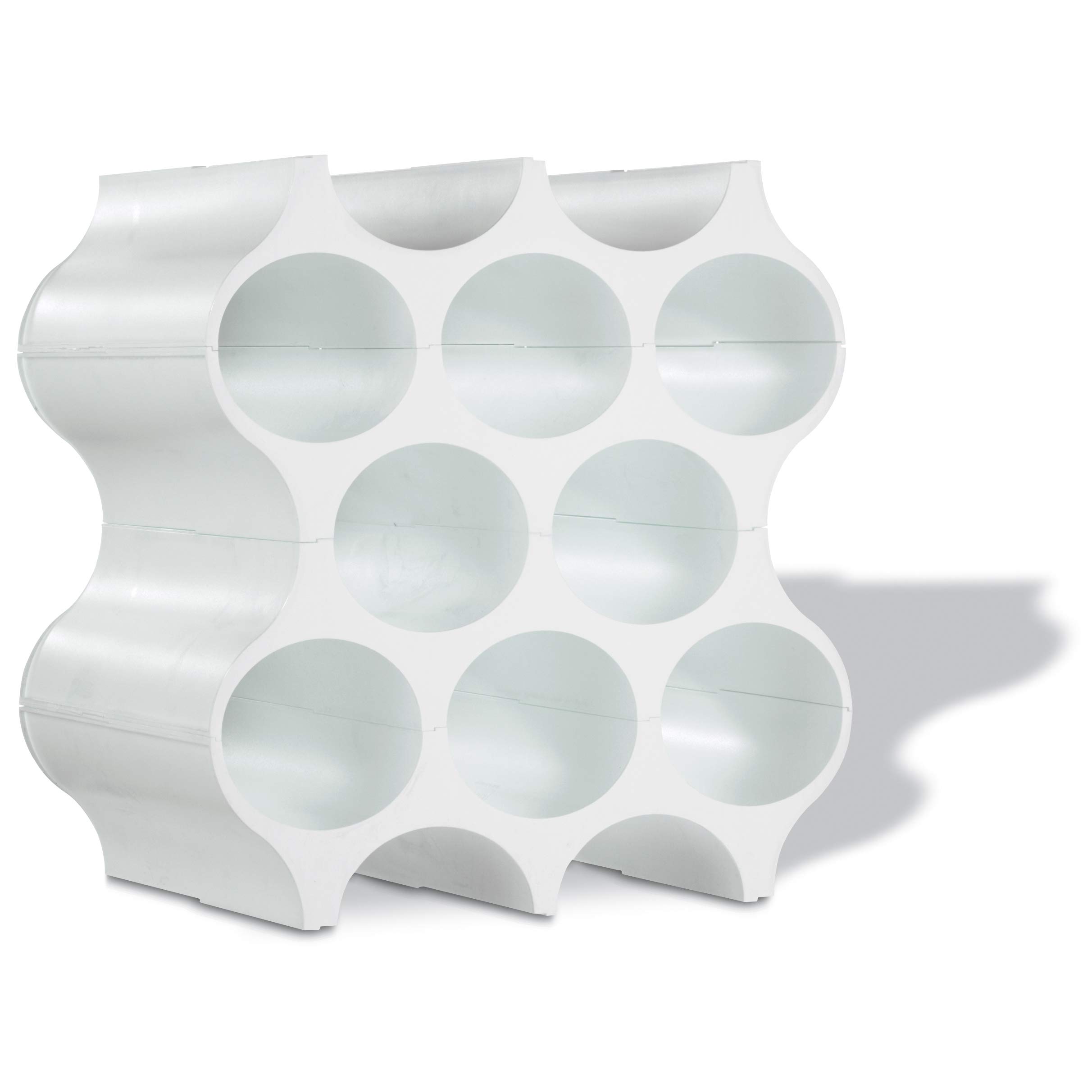Koziol 8 Hole Solid White Acrylic Wine Stacker (H37cm x W35cm x D23cm) - 3596525