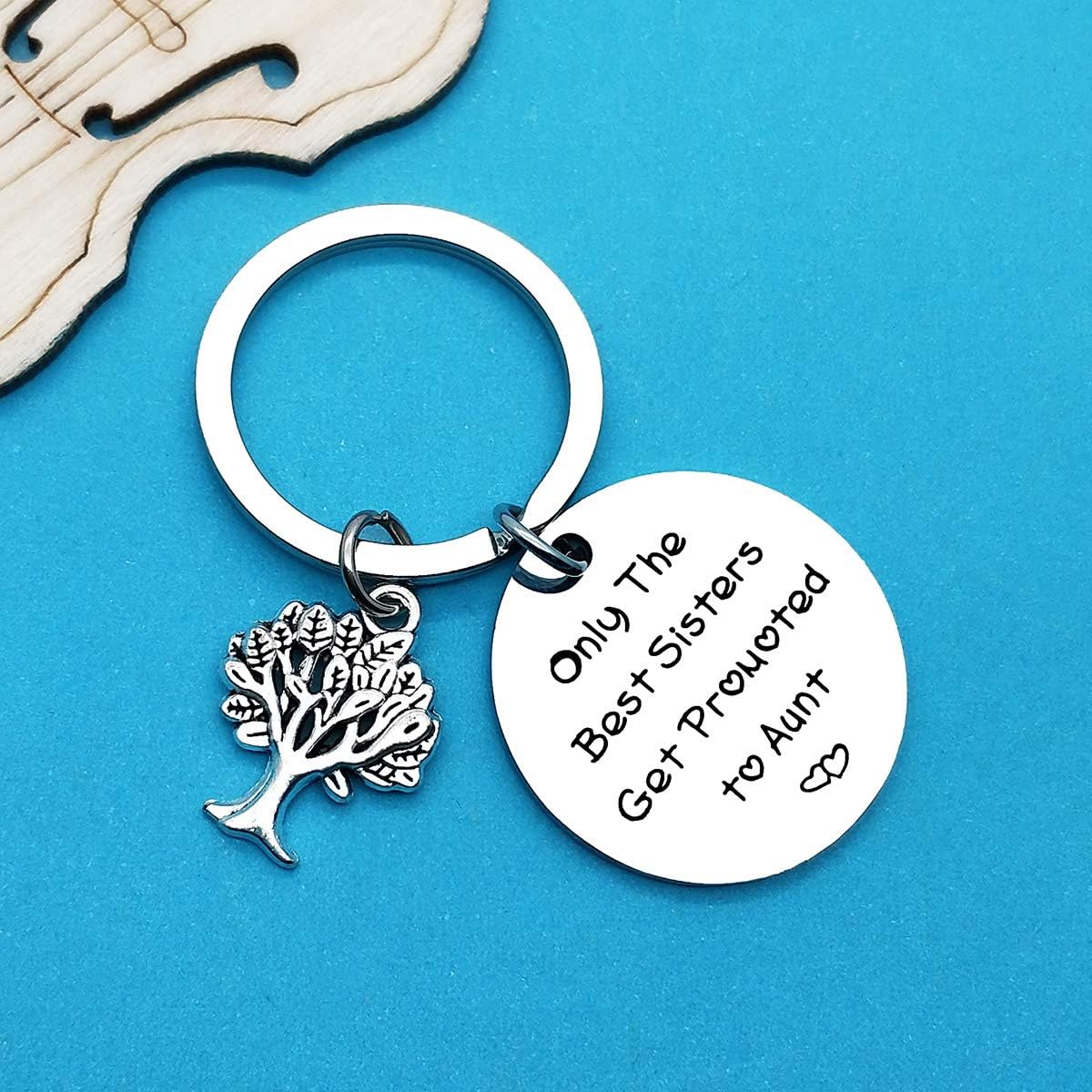Huwujiu New Auntie Gifts for Sisters Friend Only the Best Sisters Get Promoted to Aunt Keyring New Auntie Keyring Gifts Aunt-to-be Gifts Pregnancy Announcement Gifts for Sister - Image 5