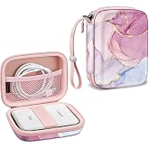 FINTIE Protective Case for Canon Ivy 2 Mini, CLIQ2 &amp; CLIQ+2 Photo Printer | Shockproof Hard Shell Carrying Case, With Wrist Strap, Pocket Camera Storage, Charger Cable Organizer, Dreamy Marble