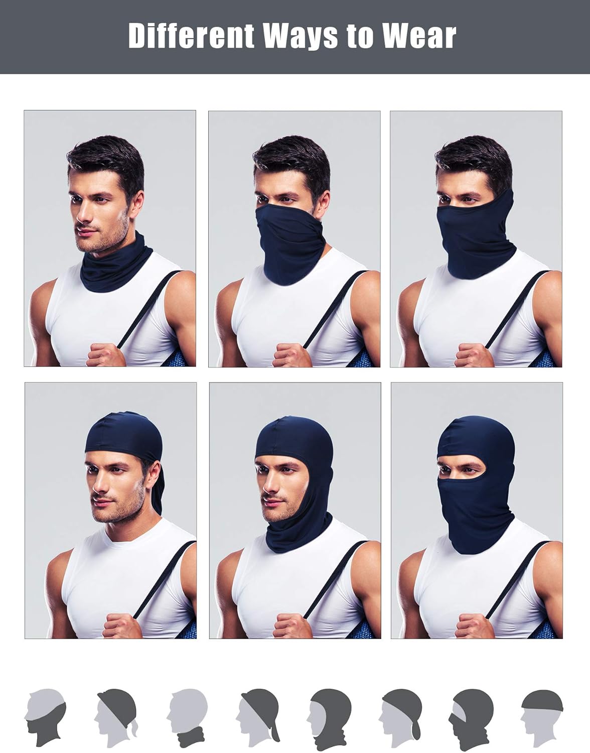 SATINIOR 9 Pieces Balaclava Full Face Cover UV Protection Neck Gaiter Breathable Balaclava Hood for Summer Outdoor Use (Classic Colors) at  Men’s Clothing store