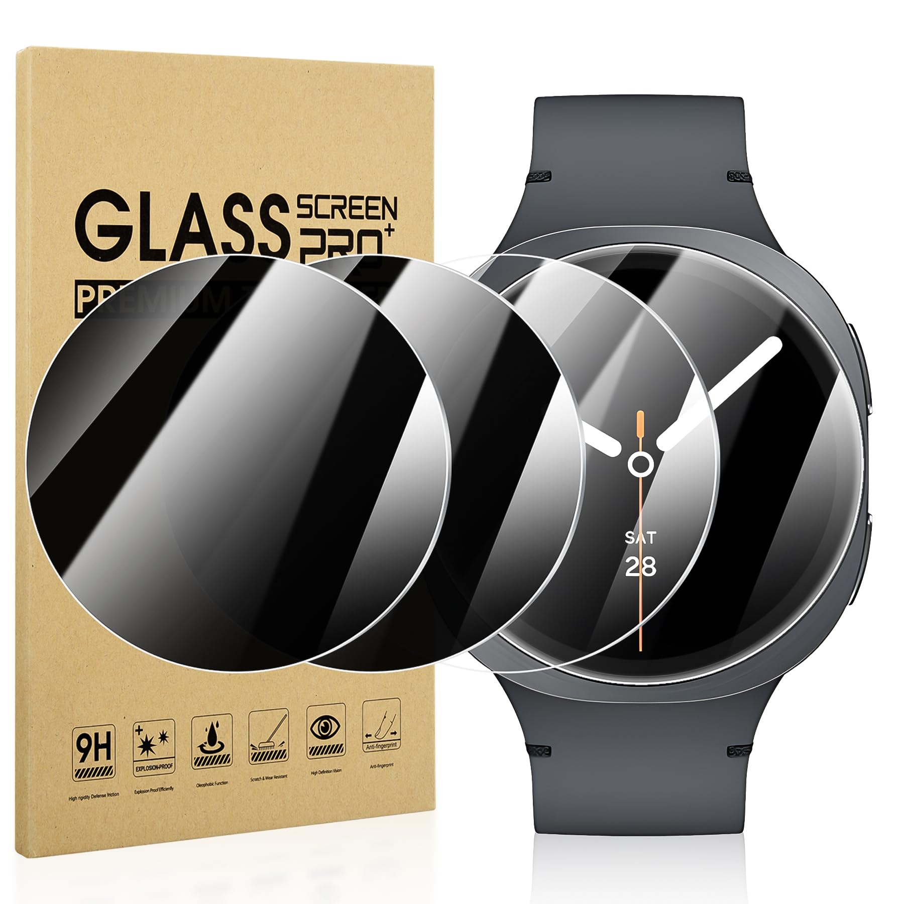 Photo 1 of Suoman 2+2-Pack for Samsung Galaxy Watch 8 44mm Privacy Screen Protector, [Anti-Peeping] 9H Hardness Tempered Glass Screen Protective Film for Galaxy 44 mm Smartwatches