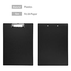 BOMKEE Black Clipboard, 10 Pack A4 Letter Size