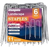 Gtongoko 500 Pack Landscape Staples 6 Inch, 11 Gauge Heavy Duty Galvanized Sod Staples for Weed Barrier Fabric, Ground Cover, Artificial Turf, Commercial Landscaping and Garden Projects