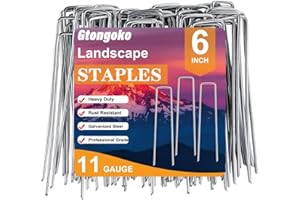 Gtongoko 120 Pack Galvanized Landscape Staples Plant Cover Stakes 6 Inch 11 Gauge Lawn Staples Fence Stakes Ground Stakes for Landscaping Securing Weed Barrier Fabric, Decoration