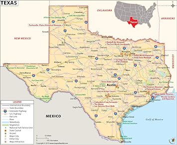 Mapa de Texas (36 "W x 29.48" H): Amazon.es: Oficina y papelería