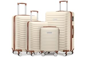 Lulusail LARVENDER Luggage Sets 4 Piece, Expandable(Only 24"&28") ABS Suitcase with 360° Spinner Wheels, Durable Luggage Sets Clearance Carry On Luggage Suitcase Set For Women Men, White