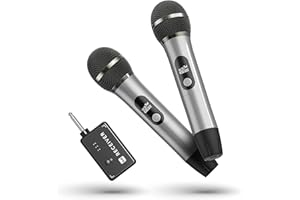 ECHOMUSSY Wireless Microphones, Wireless Microphone with One-to-One Chip Connection, 40H Duration, 200 FT Distance Receiving, Semi-Metallic tube Microphone for Singing, Video Recording, YouTube, Home Party