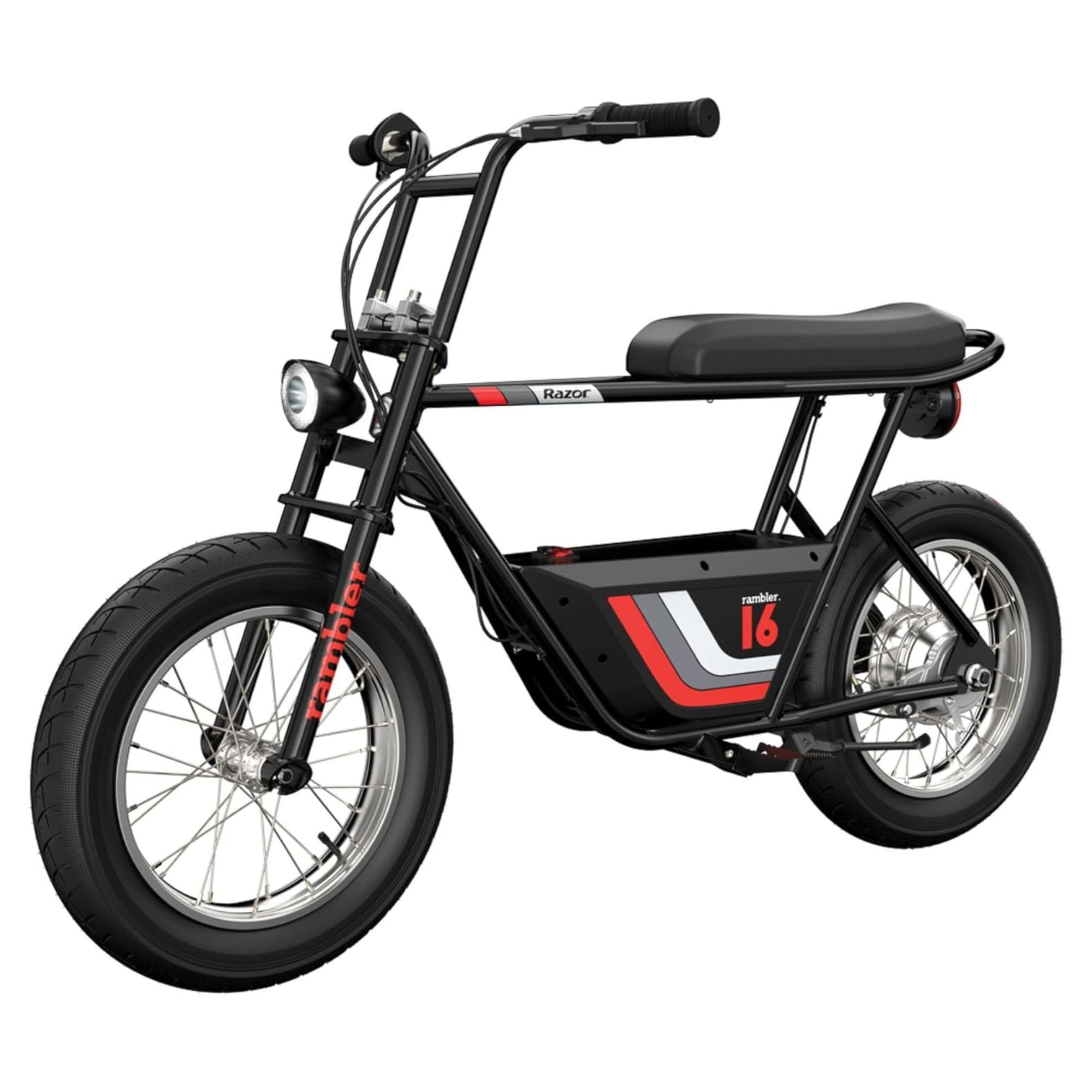 Photo 1 of Razor Electric Bike for Ages 18+, 220 lb Max Weight, Black, w/ 350W Motor, 16” Tires & 36V Battery, Up to 15.5 MPH, Rambler 16 – Rechargeable Ride On Minibike for Teens and Adults