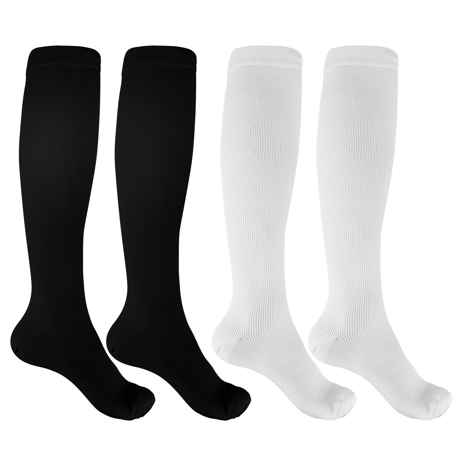 Jeffdad 2 Pairs Compression Socks for Women Men, 15-25mmHg Knee High Compression Stockings for Sport, Medical Compression Flight Socks for Nurses Running Flying Pregnancy Travel(XXL)