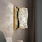 HuisMier Gold Crystal Wall Sconce, Modern Dimmable LED Sconces Wall Lighting, Luxury Vanity Light Fixture Bathroom Wall Sconc