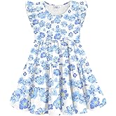 Arshiner Toddler Dress Girls Summer Ruffle Sleeve Tiered Swing Midi Casual Sundress with Pockets