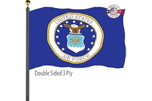 BLESHOPE Air Force Crest Emblem Flags 3x5 Outdoor Made in USA-Double Sided 3 Ply Heavy Duty US Arms Military USAF Crest Emblem Flags Banner for Outside with 2 Brass Grommets UV protection Fade Resistant for