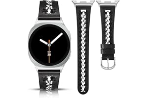 TOYOUTHS Compatible with Samsung Galaxy Watch 8 40mm 44mm/Galaxy Watch 8 Classic 46mm Band, Dressy Leather Strap with Metal C