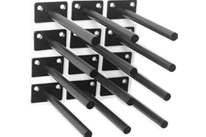 MHMYDZ 4 Pcs 6" Black Solid Steel Floating Shelf Bracket Blind Shelf Supports - Hidden Brackets for Floating Wood Shelves - Concealed Blind Shelf Support – Screws and Wall Plugs Included