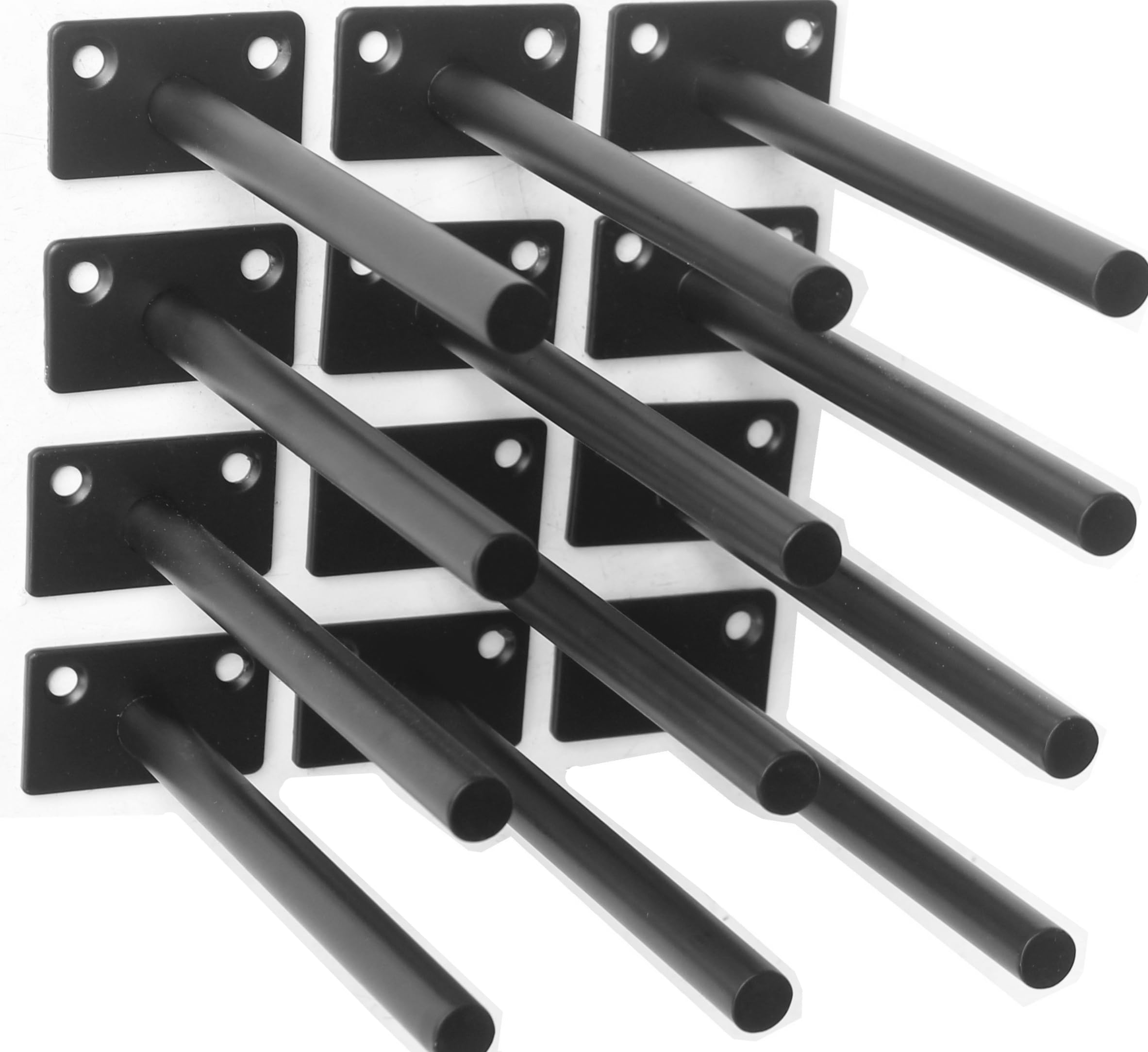 Photo 1 of 6 Pcs 6" Black Solid Steel Floating Shelf Bracket Blind Shelf Supports - Hidden Brackets for Floating Wood Shelves - Concealed Blind Shelf Support – Screws and Wall Plugs Included