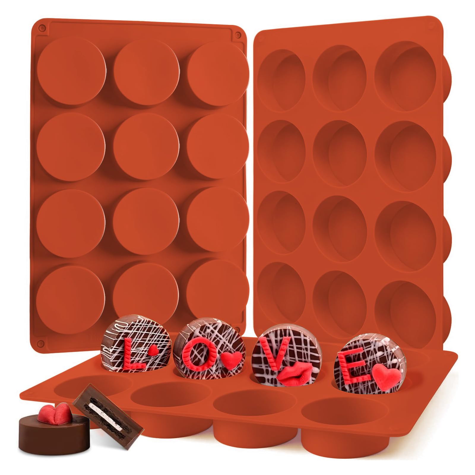 MARUKO Crafts 3Pcs Round Silicone Moulds, Christmas and Thanksgiving Gifts,Homemade,Mini Cheesecake Moulds, Silicone Cake Mold Chocolate Mold for Round Cylinder Candy Jello Cake Chocolate