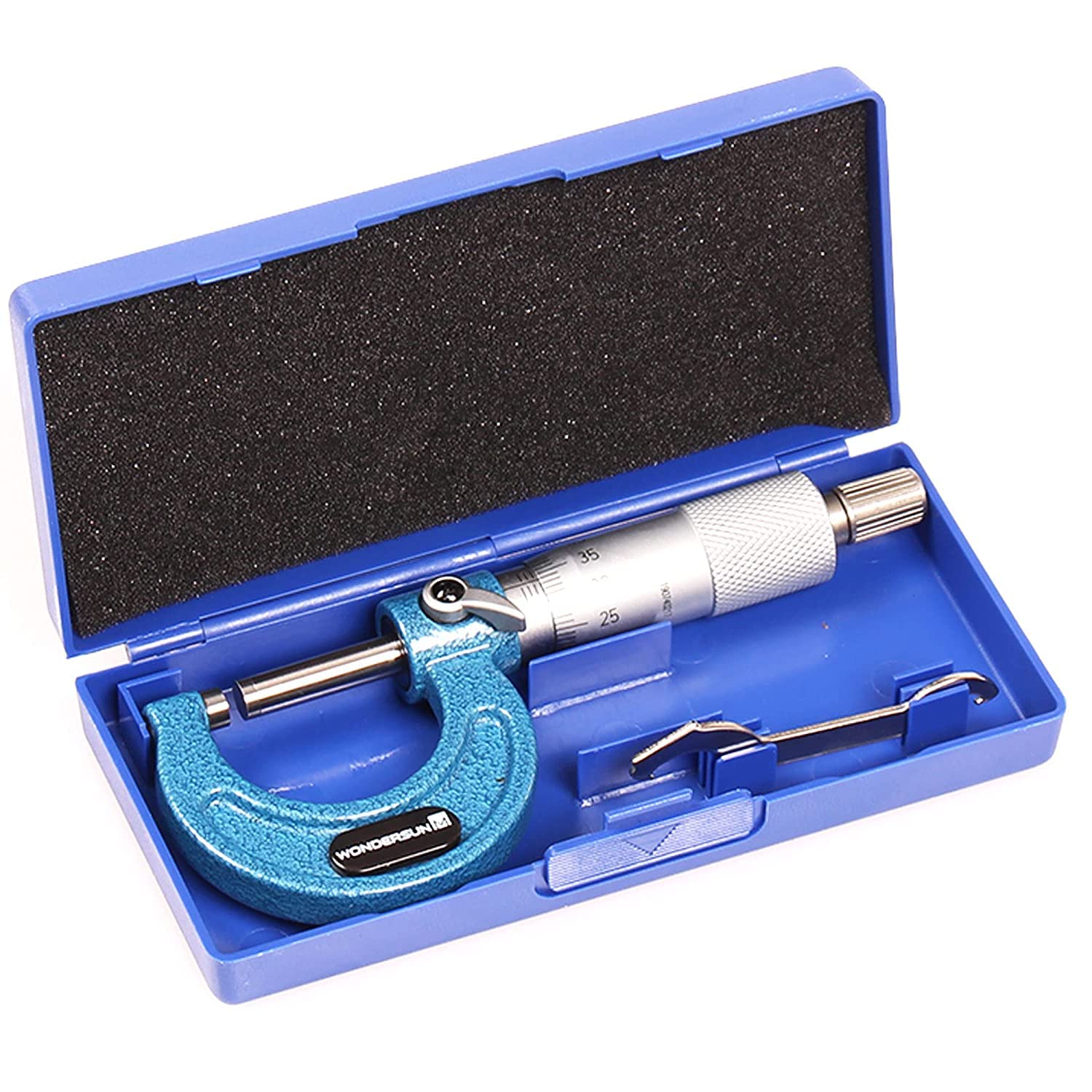 WONDERSUNM Outside Micrometer 0-25mm Measuring Range 0.01mm Resolution Measuring Tool Measurements Mechanist Tools Blue
