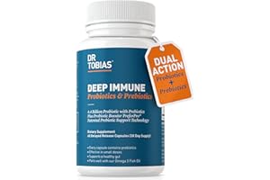 Dr. Tobias Deep Immune Probiotics & Prebiotics, Dual Action Digestion & Immune Support with PreforPro Prebiotics & Delayed Release Spore Forming Probiotics for Women & Men, 60 Capsules, 30 Servings