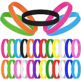 MATEPLUS 24 Pieces Silicone Bracelets 12 Colors/Black/Yellow/Orange/Bule/Purple/Green, Rubber Wrist Bands for Even