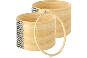 EATHEATY 20 Sets 6 Inch Embroidery Hoop, Adjustable Bamboo Circle Cross Stitch Hoop Ring Bulk, Bamboo Wooden Hoops for Art Craft Sewing, Christmas Decoration