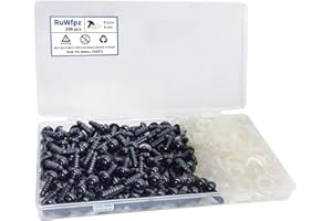 Safety Eyes for Amigurumi Crochet 8mm 100Pcs - RuWfpz Doll Stuffed Animal Eyes with Washers, Plastic Eyes for Crochet Animals, Black Crochet Eyes for Crafts Bear Plush Button