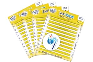SANI 360° Sani Sticks Drain Cleaner and Deodorizer, Enzyme Pipe Cleaners, Eliminate Odors, Prevent Clogged Drains, Safe for Sinks, Bathtub Drains, Septic Tanks, 48 Count, Lemon Scent