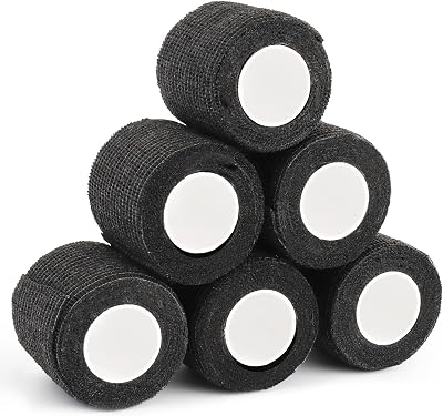 Emalla Tattoo Machine Grip Wrap Tape Disposable 6 Rolls 5cm x 4.5m Black