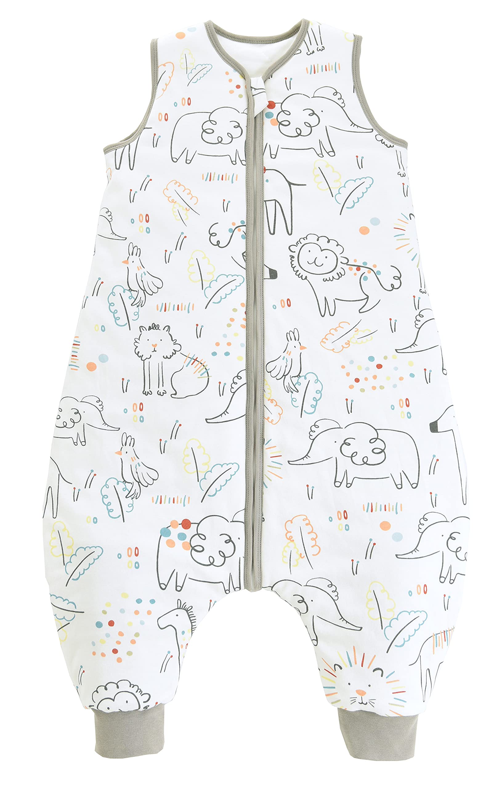 Chilsuessy Toddler Sleeping Bag with Feet (CPC Certification) 2.5 Tog Baby Sleeping Sack with Legs Pyjamas Infant Walking Cotton Wearable Blankets, Happy Zoo, 100cm/4-5 Years