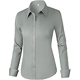 CUNLIN Womens Cotton Button Down Shirts for Women Fitted Long Sleeve Formal Dress Shirt Work Blouses Tops