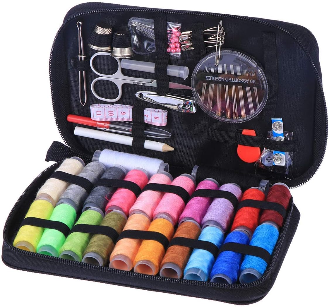 ELEPHANTBOAT® Sewing Kit Bundle with Scissors Thread Needles Tape Measure Carrying Case and Accessories