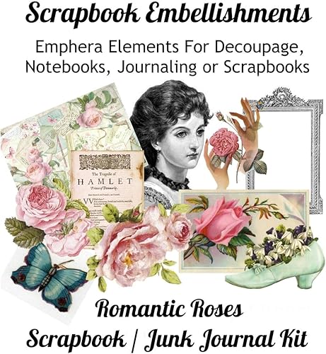 Download Scrapbook Embellishments: Emphera Elements for Decoupage, Notebooks, Journaling or Scrapbooks. Romantic Roses Scrapbooking / Junk Journal Kit PDF