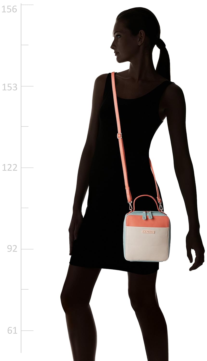 caprese norma women's sling bag (peach, off-white and blue) ()