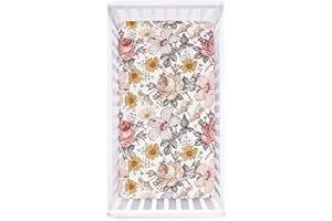 HNHUAMING Crib Sheet Jersey Cotton, Fitted Cotton Baby & Toddler Universal Crib Sheets, Floral Crib Sheet Set