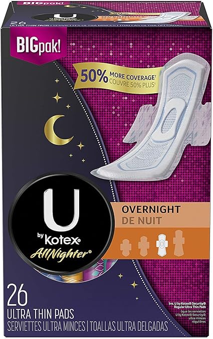 Amazon Com U By Kotex Allnighter Pads Ultra Thin Overnight 26 Pads Health Personal Care