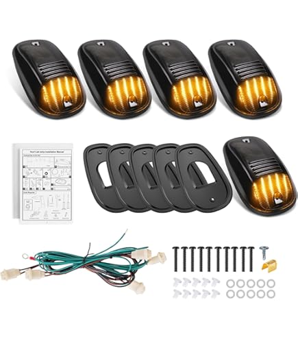 AZ White LED Cab Roof Marker Running Light Kit – Fits Dodge Ram 1500-5500 & Sprinter, Smoke Housing