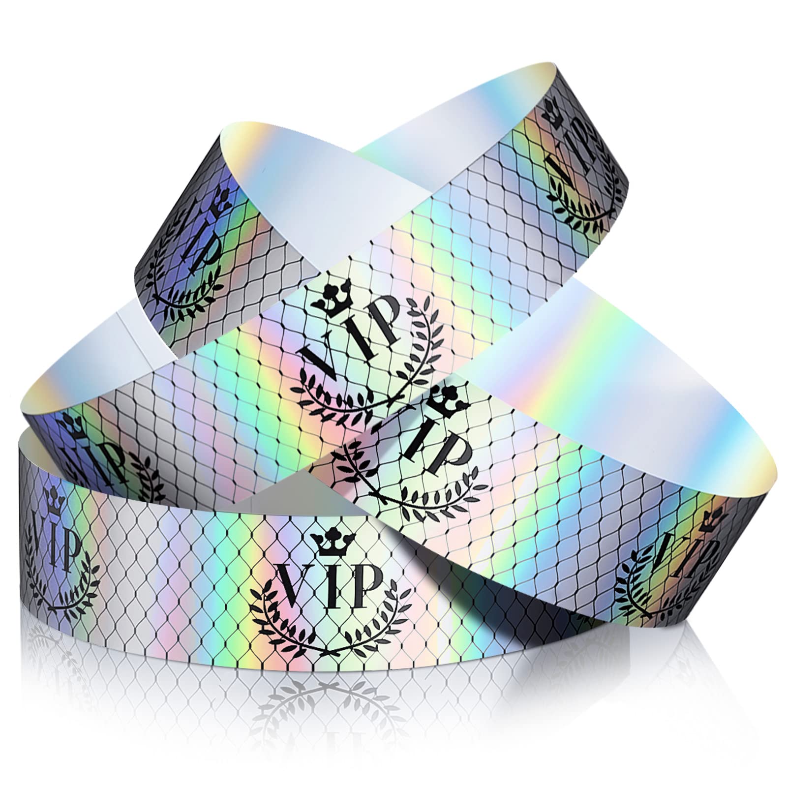 500 Pieces Paper Wristbands VIP Plastic Wristbands Waterproof Party Identification Wristbands Party Bracelets for Events Amusement Parks, Club, Concerts, Fairs, Festivals and Events (Neon Silver)