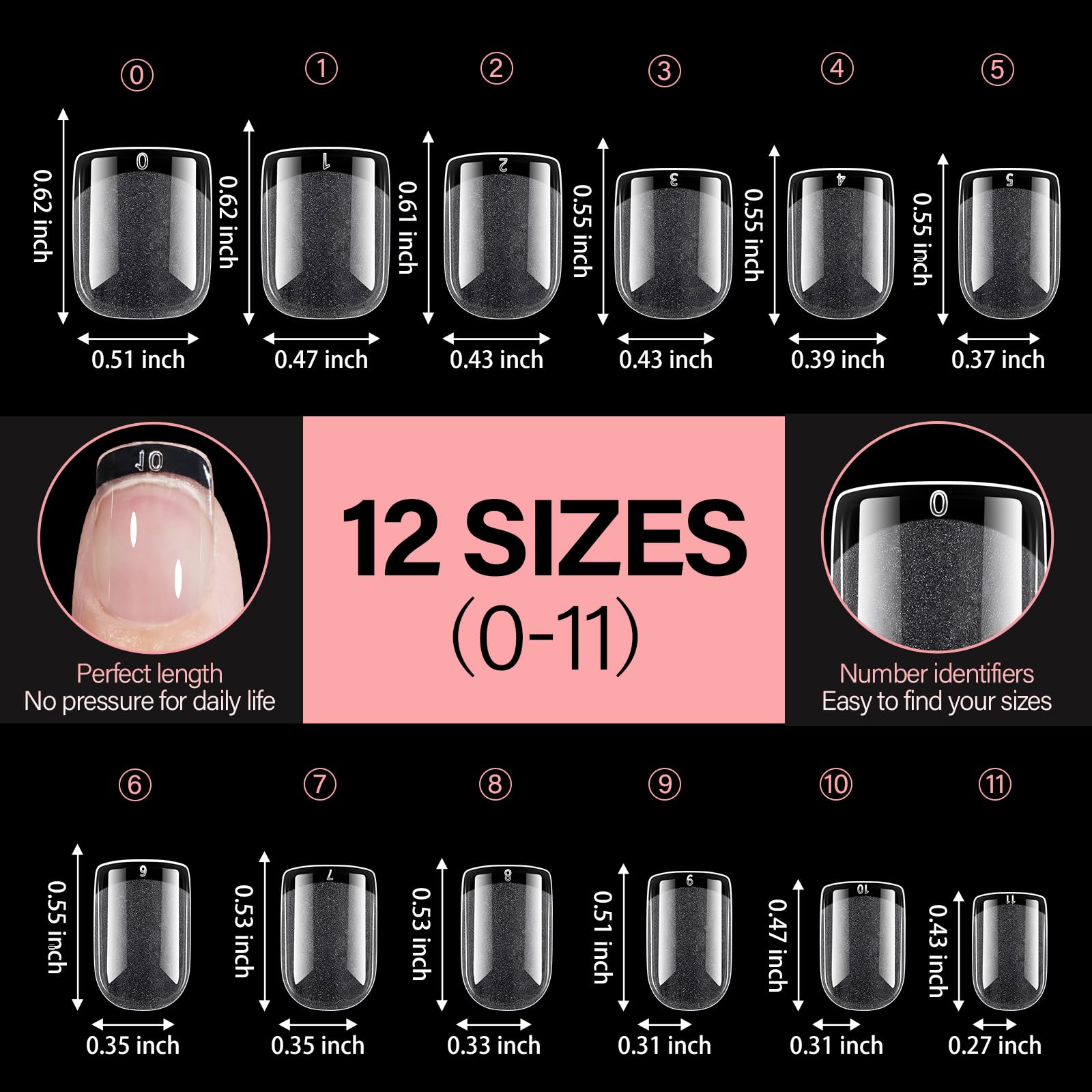 AILLSA Extra Short Square Nail Tips Full Cover Half Matte Nail Tips Clear Gelly Pre-Shaped Nails Tip Press On False Tip Extension for Home DIY Manicure Salon 216PCS 12 Sizes - Image 6