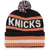 47 NBA Unisex-Adult Team Color Officially Licensed Primary Logo Bering Sport Knit Cuffed Pom Beanie Cold Weather Hat - New York Knicks Black
