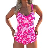 ROSEWE Womens Ruffle Tier Tankini Swimsuits, 2 Piece Set Swimwear, Bathing Suits with Mid Waisted Briefs