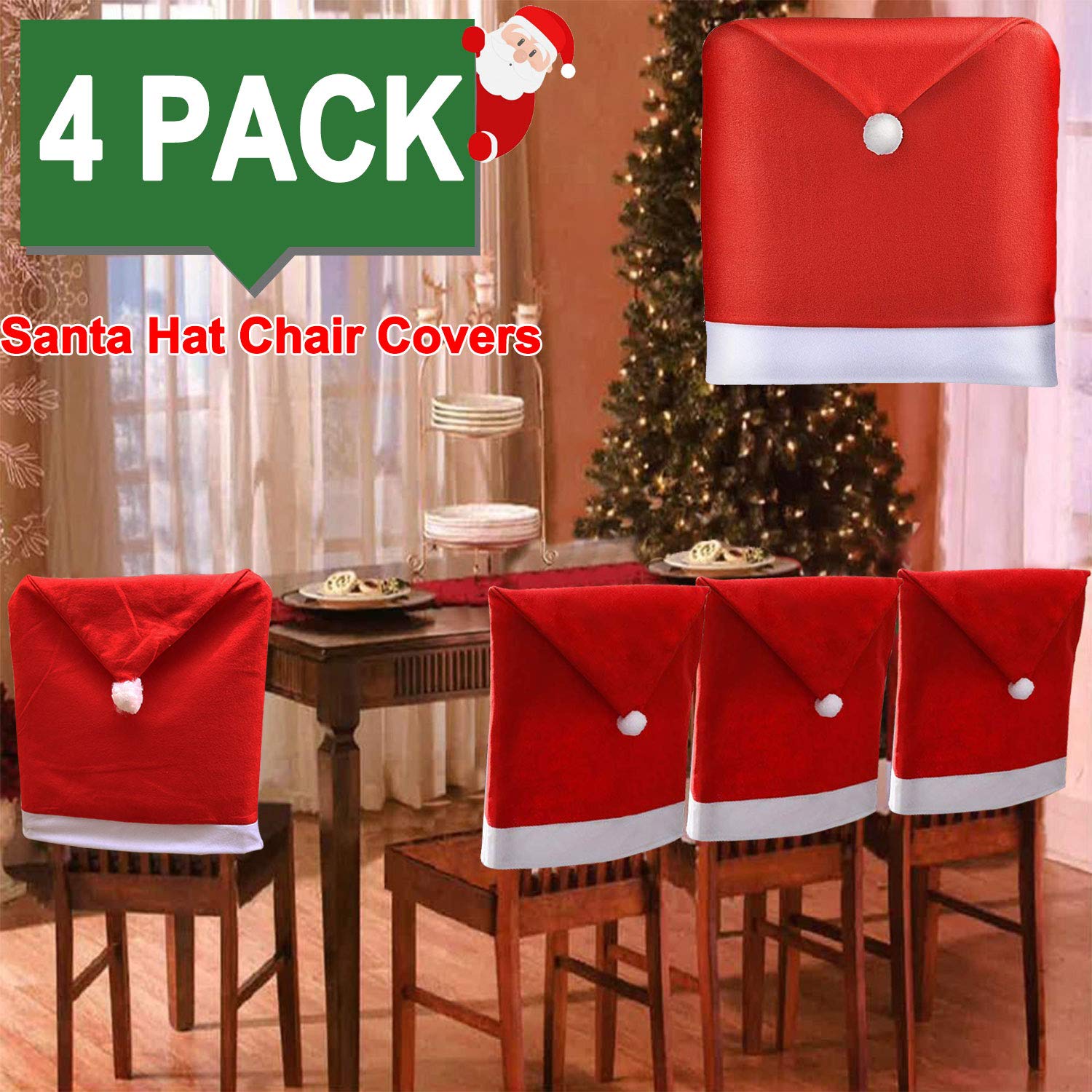 christmas house santa hat chair covers