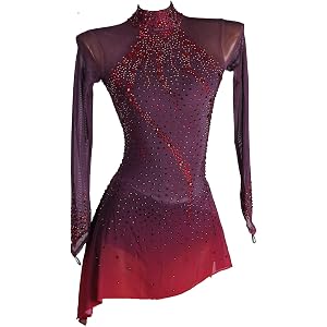 YXinang Girls' Long Sleeves Competition Elegant Handmade Crystal Womens Competition Elegant Handmade Crystal Womens