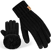 PIOZAED Women's Winter Warm Ribbed Knit Gloves - Thermal Warmth, Super Soft Acrylic in Cold Weather