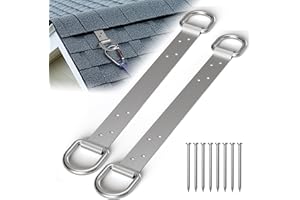 POOWEE Permanent Roof Anchors - 18" Dual D-Ring Roof Safety Anchor, Stainless Steel Roof Anchors for Fall Protection, Roof Anchor Kit, for Wood Framed Building, OSHA and ANSI Standards, 2 PCS