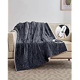 GarveeHome Heated Throw Blanket, Electric Blanket Throw, Velvet Soft Cozy Heating Blankets Throw, 4 Heat Levels & 4H Auto Off, Machine Washable, Over-Heat Protection, ETL Certified, 50" x 60" Grey