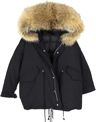 real raccoon fur hooded coat